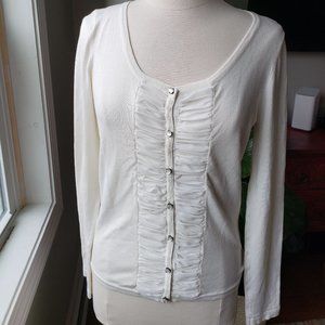 Elegant Cream Sweater/Cardigan Pearl buttons sz M